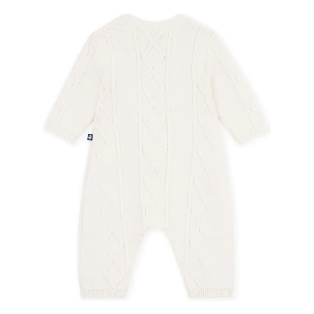 Wool Twisted Knit Jumpsuit | White