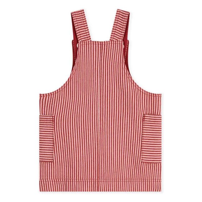 Robe Salopette Rayée Coton Bio | Rose