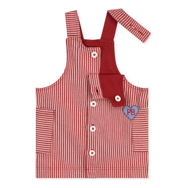 Robe Salopette Rayée Coton Bio | Rose