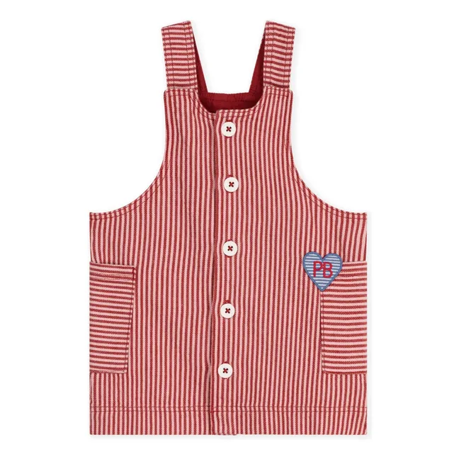 Robe Salopette Rayée Coton Bio | Rose