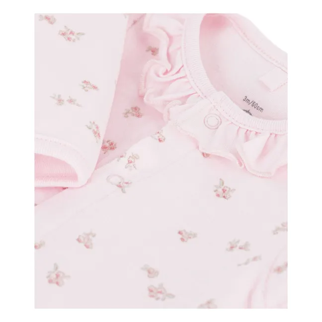Pyjama Dors Bien Fleuri Velours Coton Bio | Rose pâle