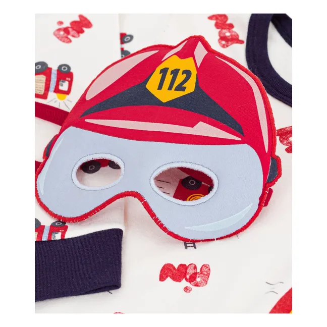 Ensemble Pyjama et Masque Pompier Coton Bio | Blanc
