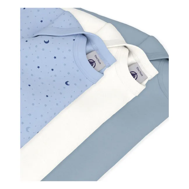 Set of 3 Bodies Lunes Organic Cotton | Blue