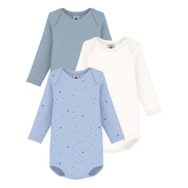 Set of 3 Bodies Lunes Organic Cotton | Blue