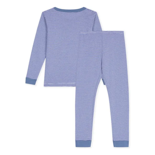 Pyjama Ajusté Rayé Milleraies Coton Bio | Bleu