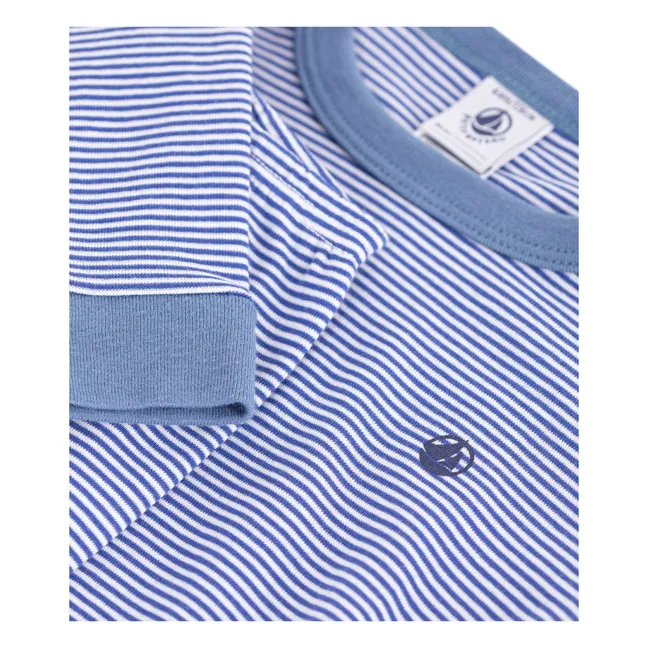Pyjama Ajusté Rayé Milleraies Coton Bio | Bleu