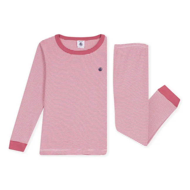 Pyjama Ajusté Rayé Milleraies Coton Bio | Vieux Rose
