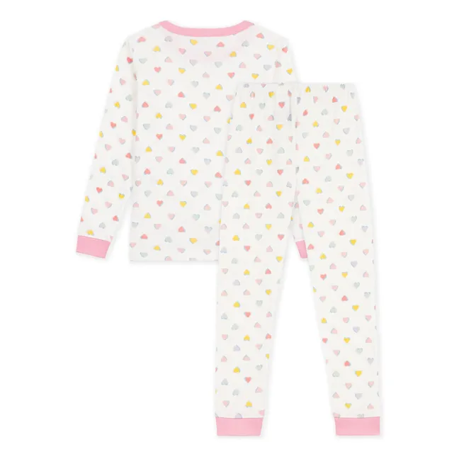 Pyjama Ajusté Cœurs Coton Bio | Blanc