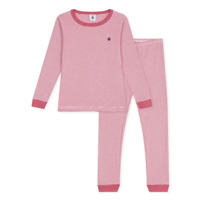 Pyjama Ajusté Rayé Milleraies Coton Bio | Vieux Rose