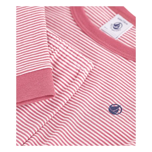 Pyjama Ajusté Rayé Milleraies Coton Bio | Vieux Rose