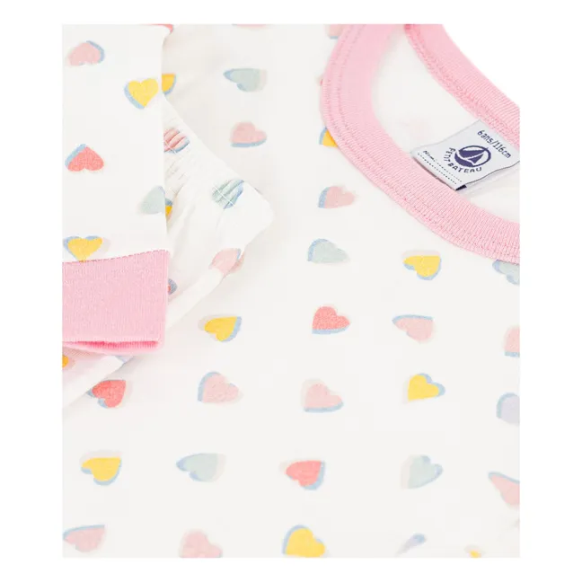 Pyjama Ajusté Cœurs Coton Bio | Blanc