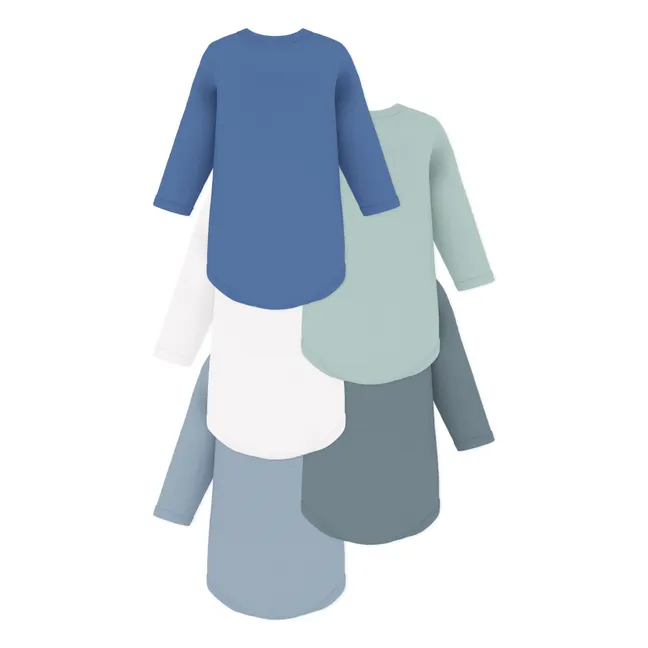 Set of 5 Petit Coeur Organic Cotton Bodies | Blue