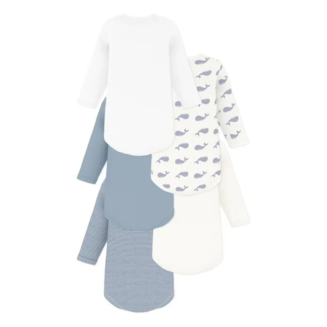 Lot de 5 Bodies Baleines Coton Bio | Bleu