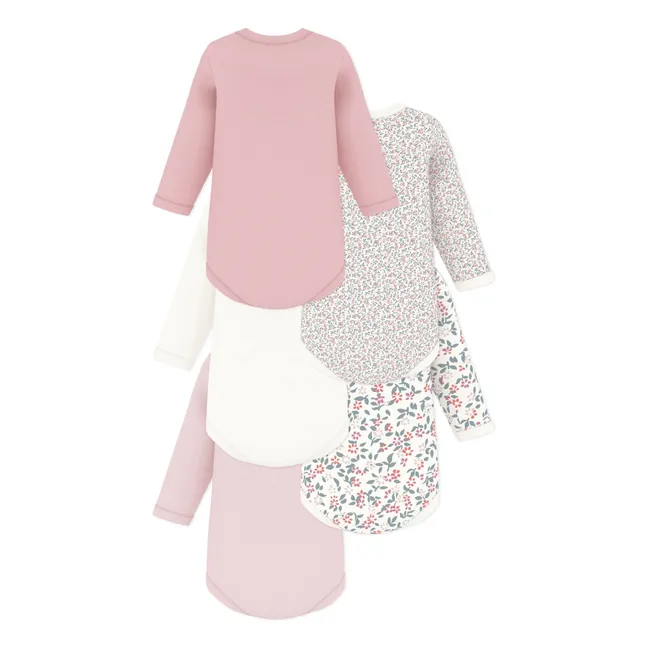 Lot de 5 Bodies Fleuris Coton Bio | Rose