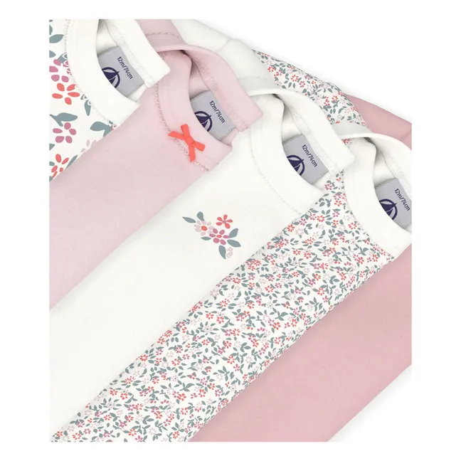 Lot de 5 Bodies Fleuris Coton Bio | Rose