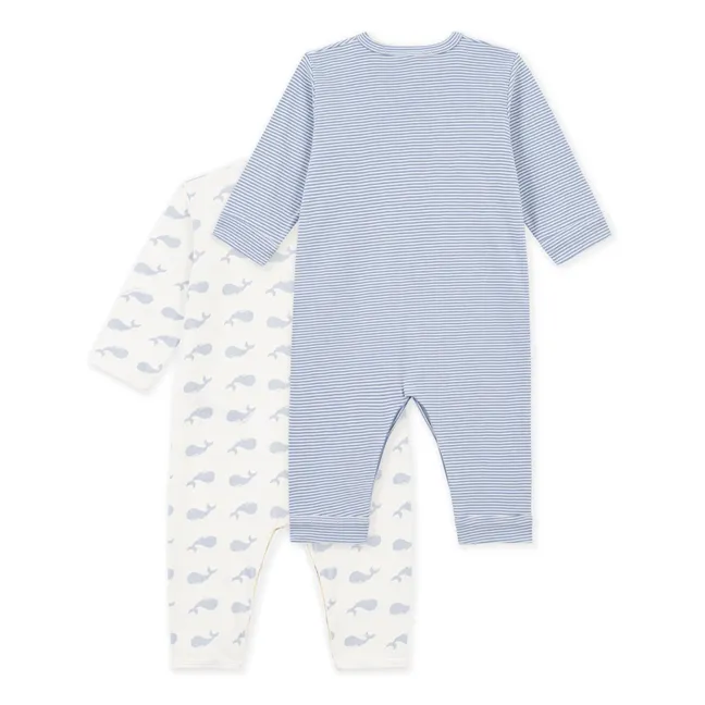 Lot de 2 Pyjamas Dors Bien Baleines Coton Bio | Bleu