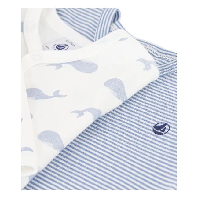 Lot de 2 Pyjamas Dors Bien Baleines Coton Bio | Bleu