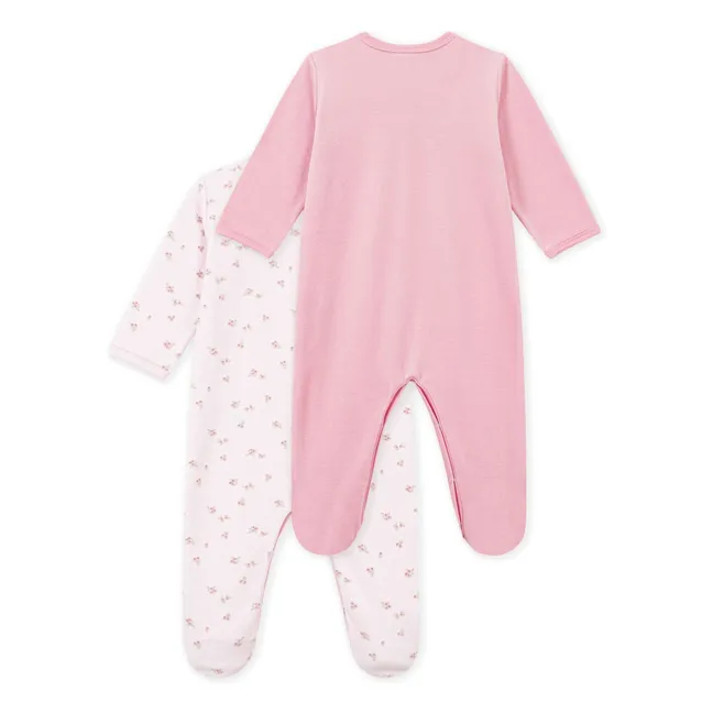 Lot de 2 Pyjamas Dors Bien Fleuris Velours Coton Bio | Rose