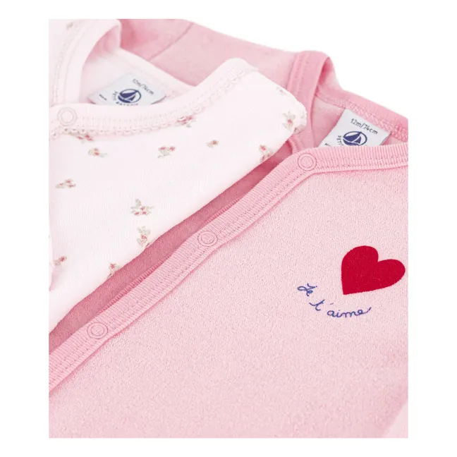 Lot de 2 Pyjamas Dors Bien Fleuris Velours Coton Bio | Rose