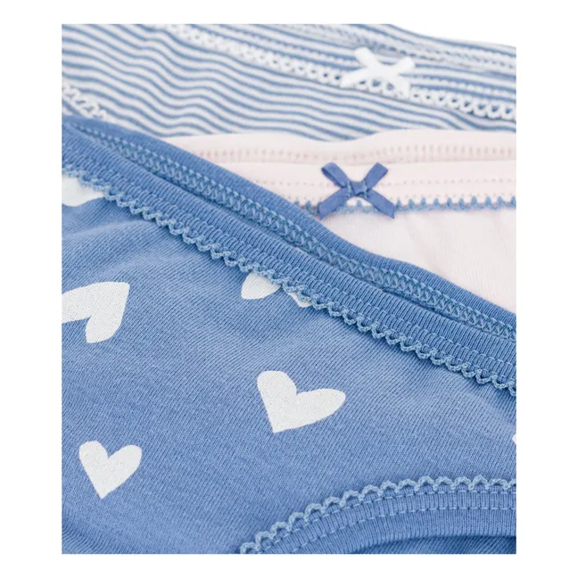 Lot de 3 Culottes Cœurs | Bleu