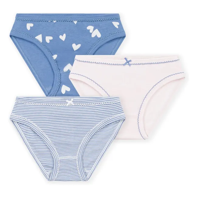 Lot de 3 Culottes Cœurs | Bleu