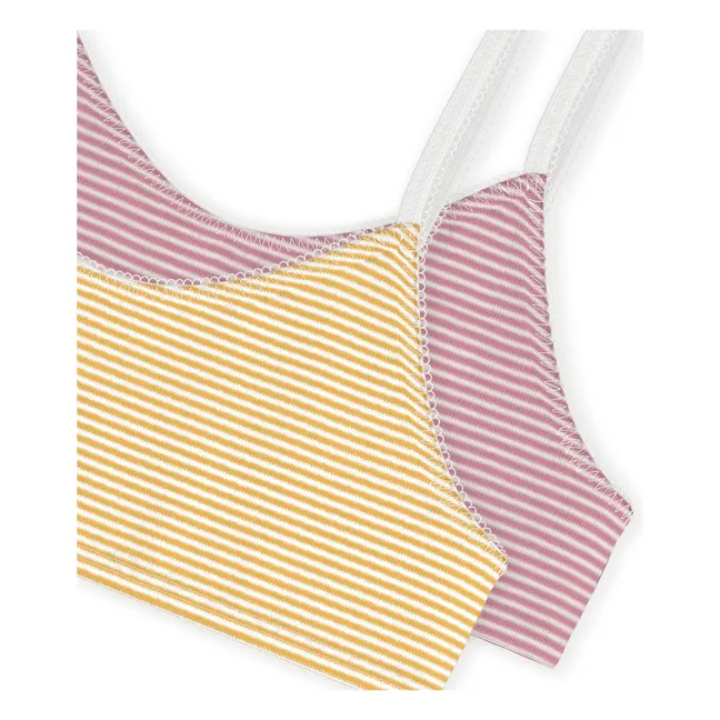 Lot de 2 Brassières Rayées Coton Bio | Jaune