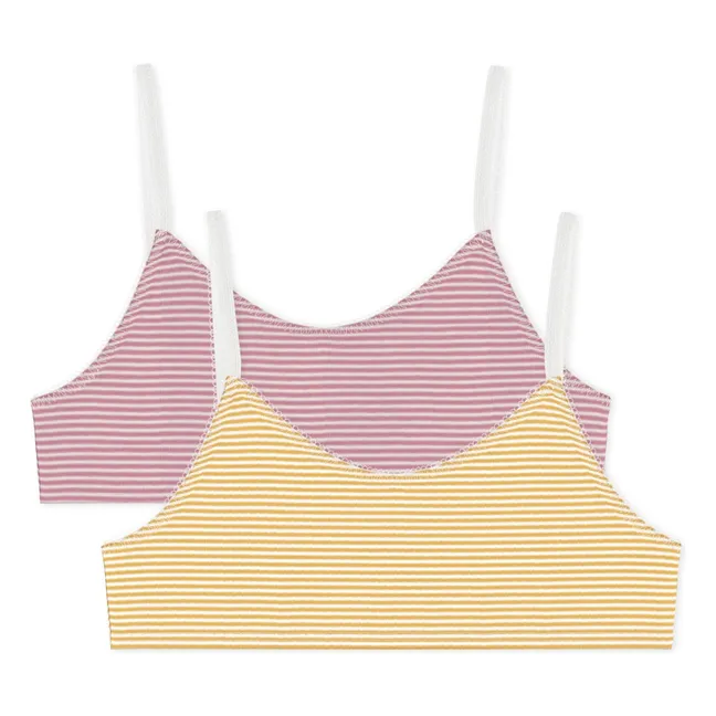 Lot de 2 Brassières Rayées Coton Bio | Jaune