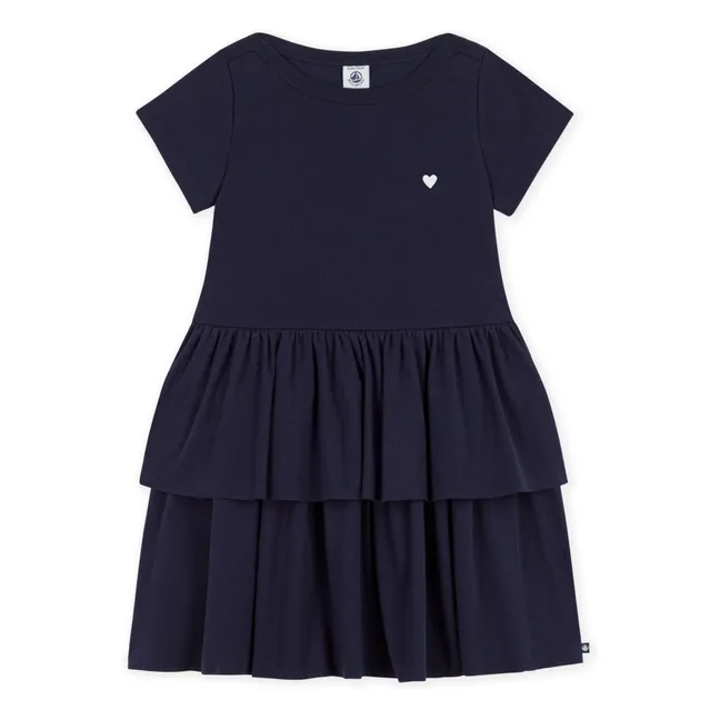 Robe Cœur Coton Bio | Bleu marine