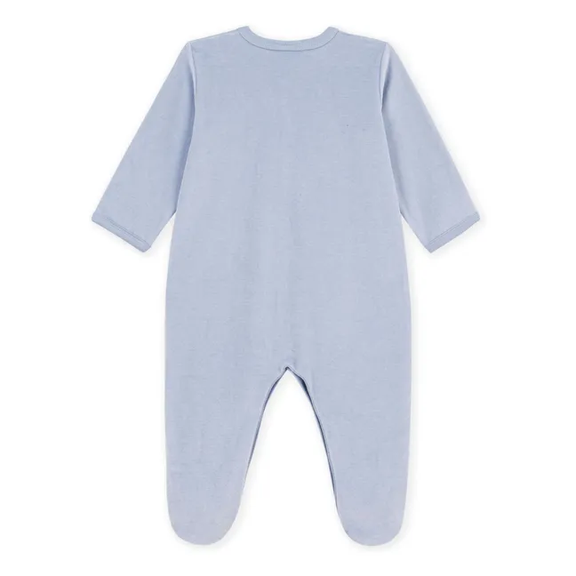 Pyjama Dors Bien Cœur Velours Coton Bio | Bleu gris