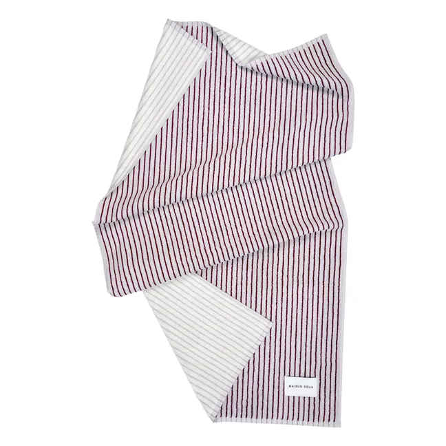 Serviette de bain rayée | 	Lilas