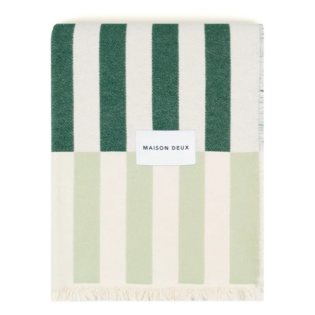 Plaid en coton Tiles | Sauge