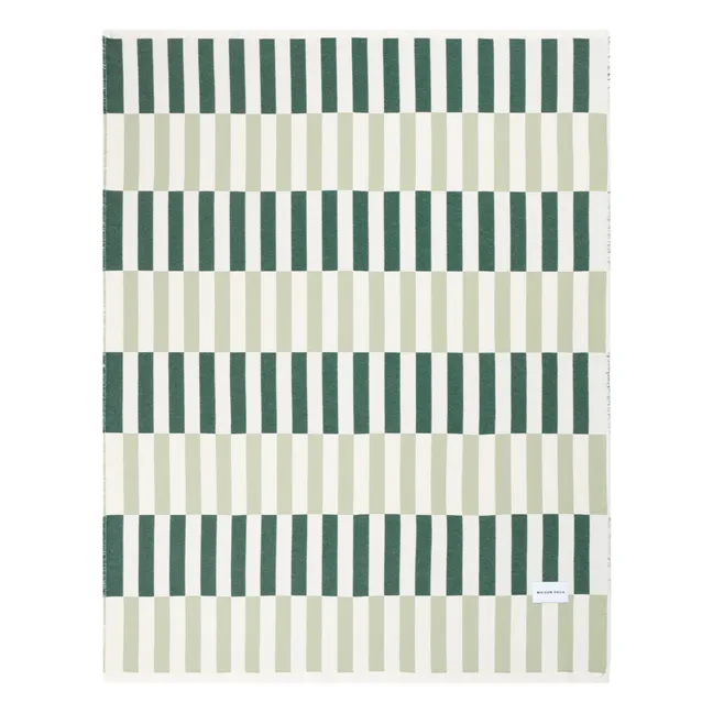 Plaid en coton Tiles | Sauge