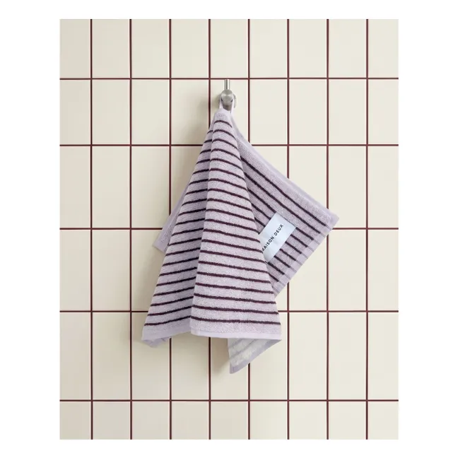 Serviette de bain rayée | 	Lilas