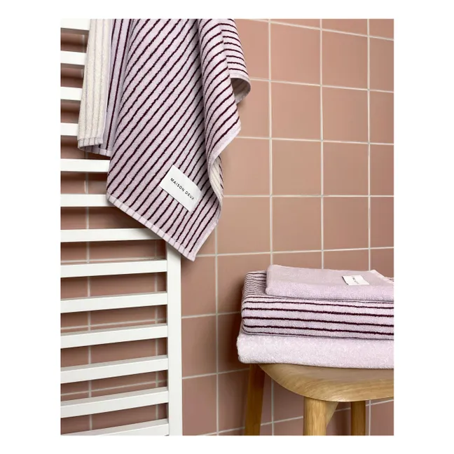Serviette de bain rayée | 	Lilas