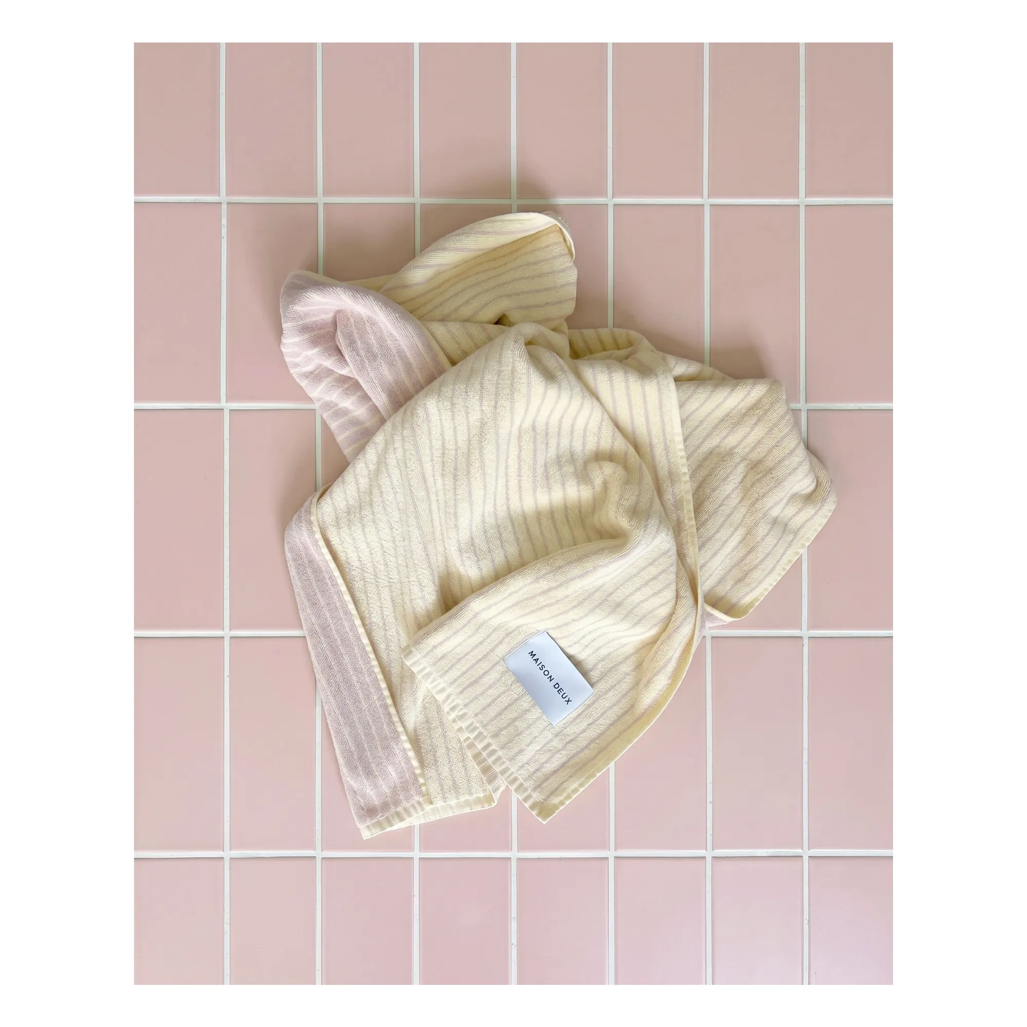 Serviette de bain rayée | Jaune- Image produit n°3