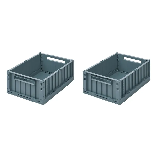 Weston Collapsible Crates - Set of 2 | Whale blue