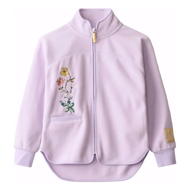 Sweat Zippé Ulani Fleurs Fibres Recyclées | 	Lilas