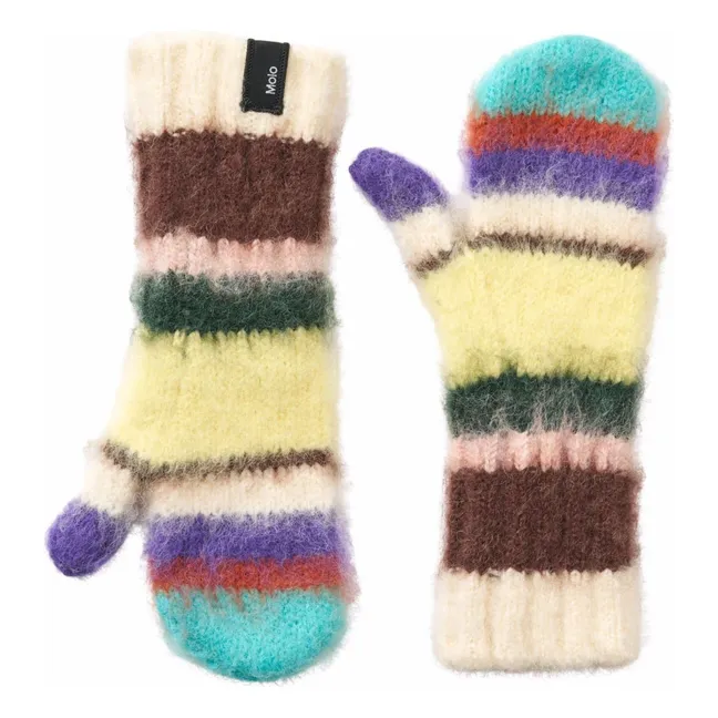 Kirsa Striped Mittens | Pale yellow
