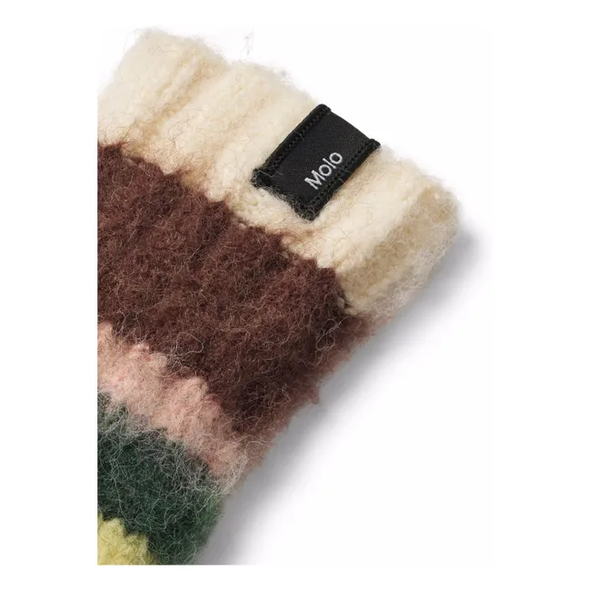 Kirsa Striped Mittens | Pale yellow