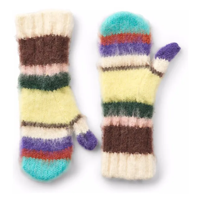 Kirsa Striped Mittens | Pale yellow