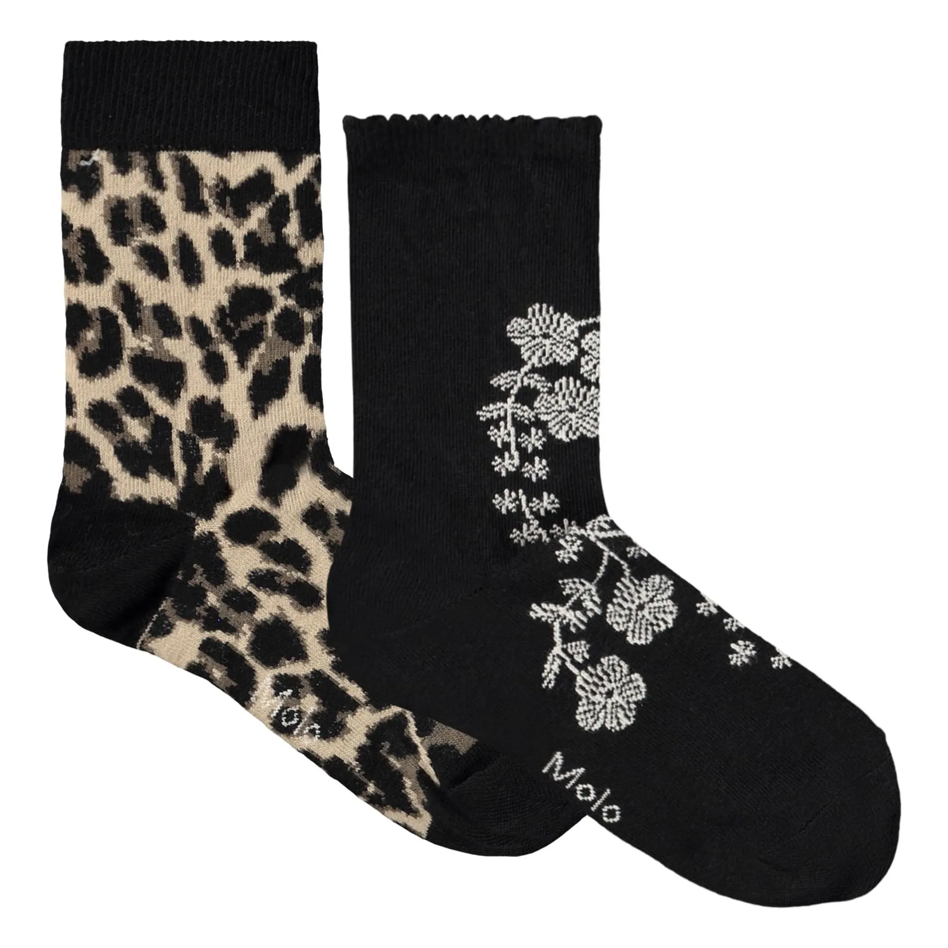 Lot de 2 Paires de Chaussettes Nomi Leopard | Noir- Image produit n°0