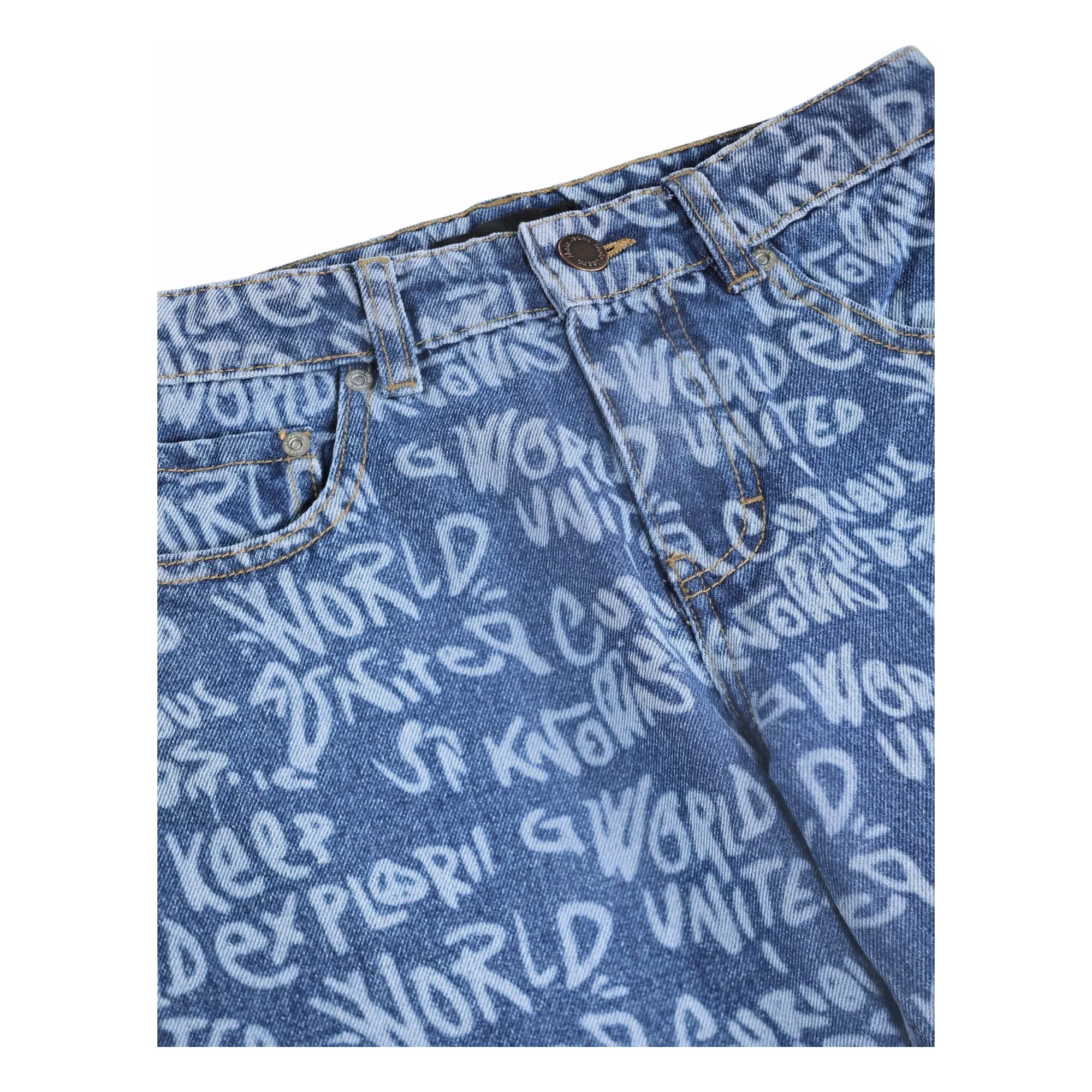 Jean Aiden Graffitis Coton Bio | Bleu- Image produit n°3
