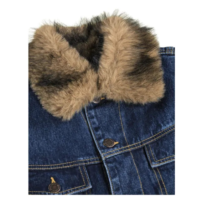 Veste Col Façon Fourure Hiroie Denim Coton Bio | Bleu