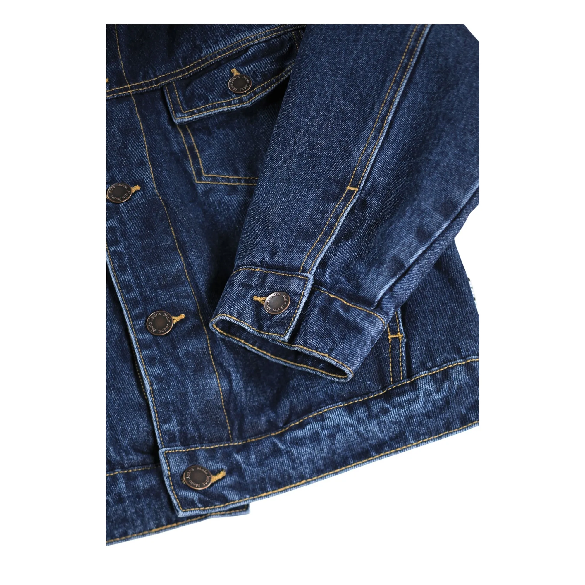 Veste Col Façon Fourure Hiroie Denim Coton Bio | Bleu- Image produit n°4