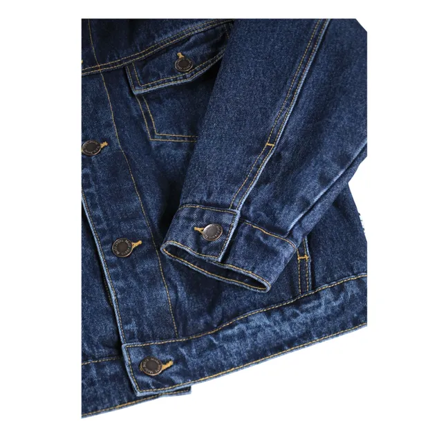 Hiroie Denim Organic Cotton Fur Collar Jacket | Blue