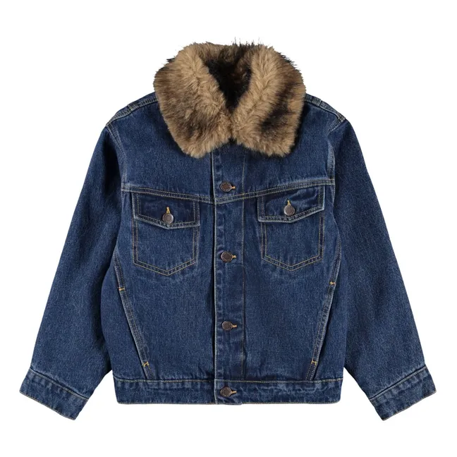 Veste Col Façon Fourure Hiroie Denim Coton Bio | Bleu