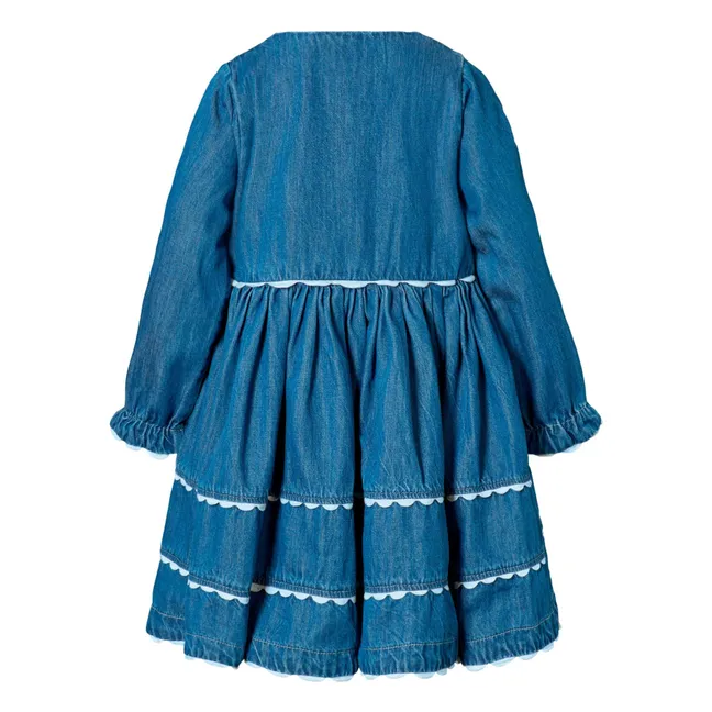 Charlotte Denim Vestido de encaje de algodón orgánico | Azul