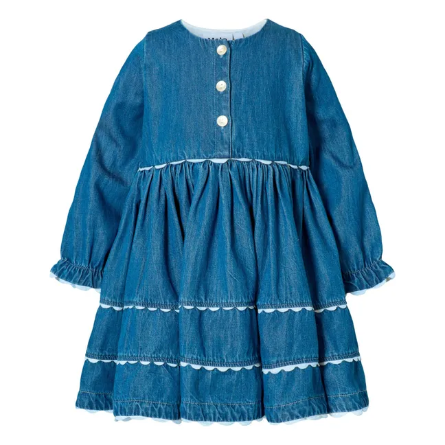 Robe Dentelle Charlotte Denim Coton Bio | Bleu