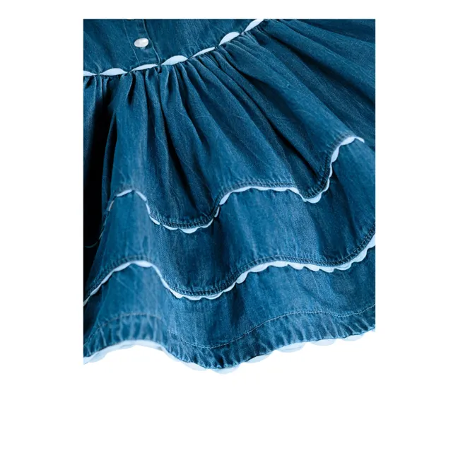 Charlotte Denim Organic Cotton Lace Dress | Blue
