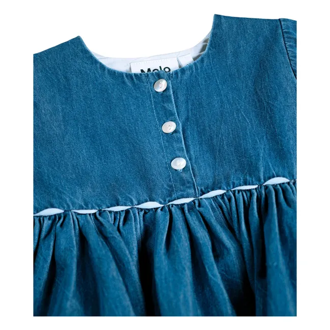 Charlotte Denim Organic Cotton Lace Dress | Blue